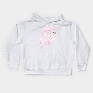 Delicate Pink cherry blossom watercolor 2024 Kids Hoodie